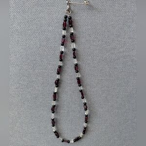 Red, Black and Clear Beaded Necklace